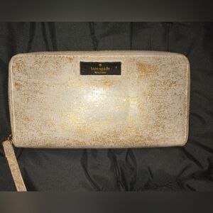 Kate Spade Gold Leather Zip Wallet